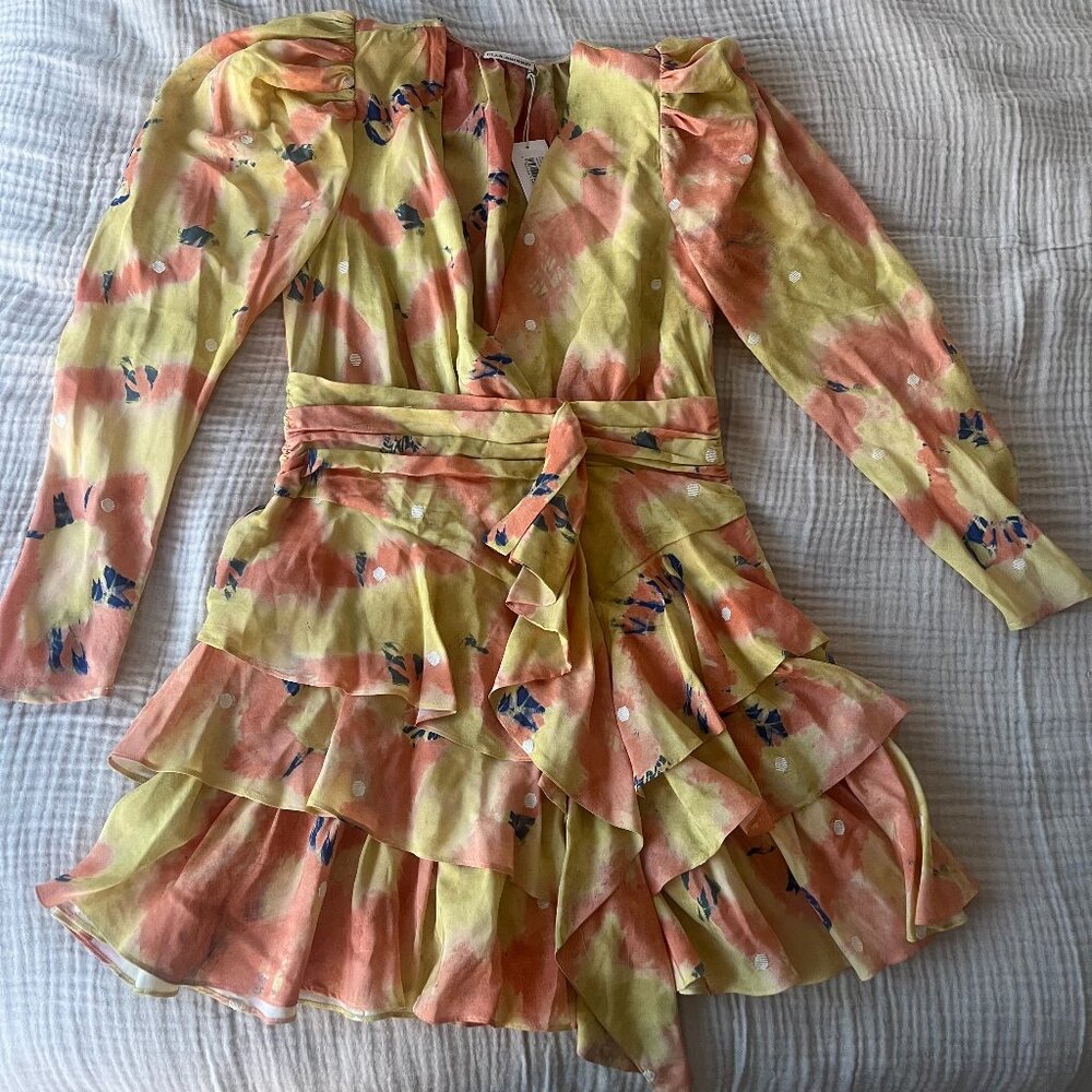 Brand-New Ulla Johnson Semira Silk Crepe Dress In Citrine, Size 10